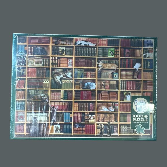 Cats In The Library 1000+ Piece Puzzle By Cobble Hill - Sealed Box - Picture 2 of 2